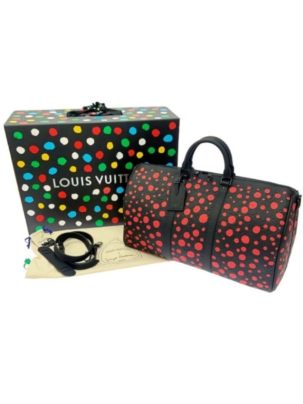 Louis Vuitton Monogram Keepall Bandouliere 50 Yayoi Kusama Black